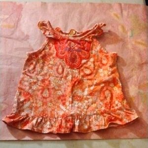 Little girls orange floral pattern tank top
